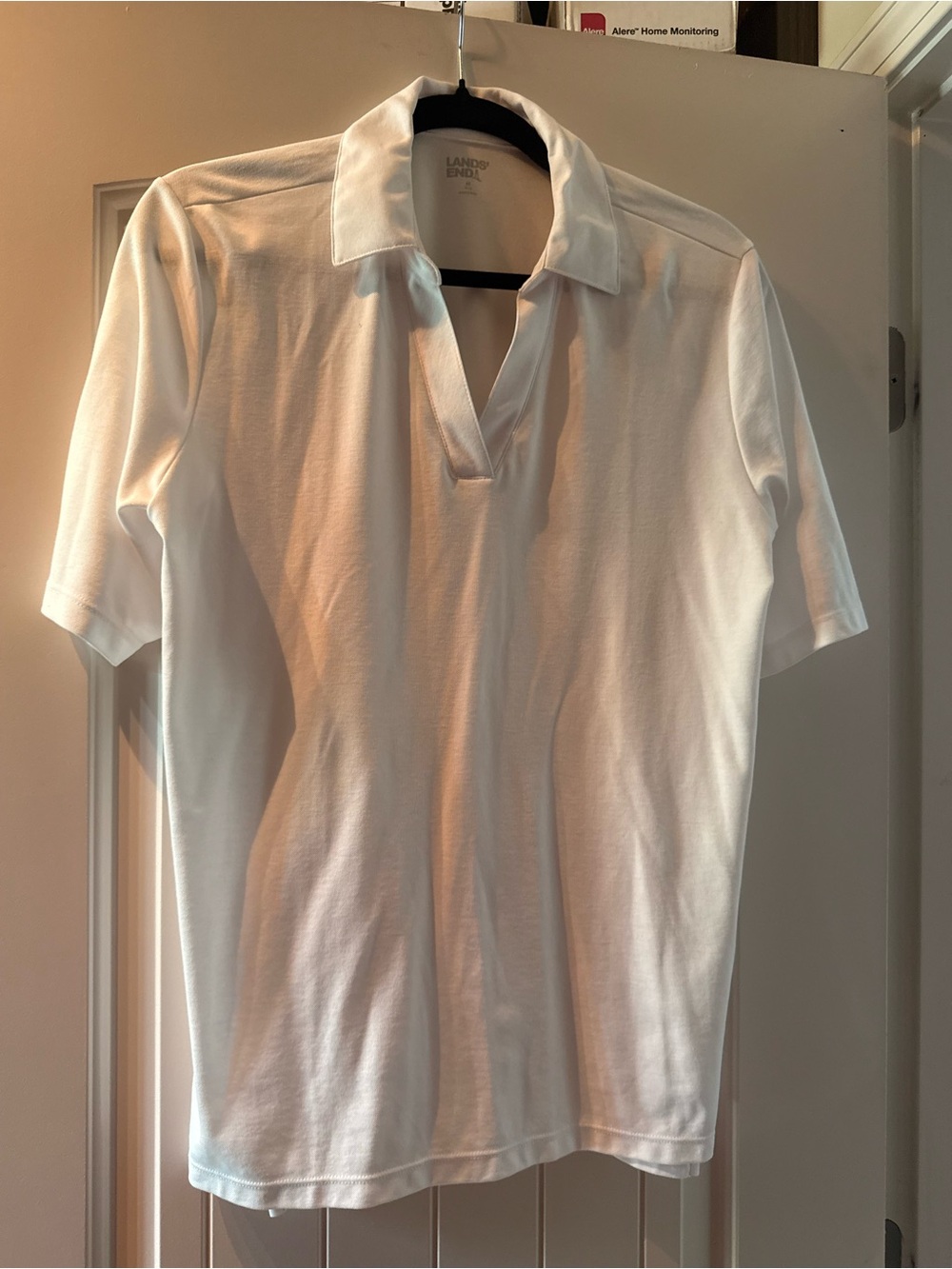 Lands' End women’s White Short-Sleeve Open-Collar Polo